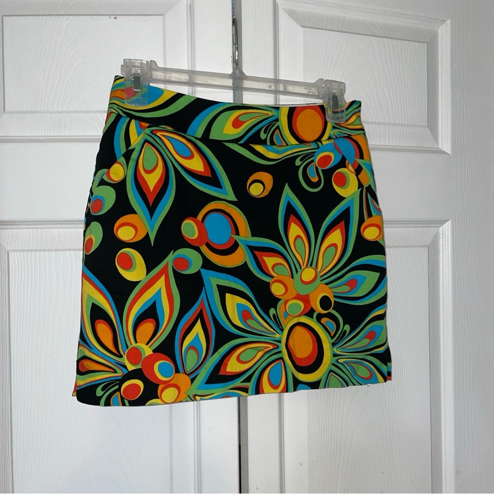 Loudmouth Blue and Orange Pencil Mini Skirt Resort